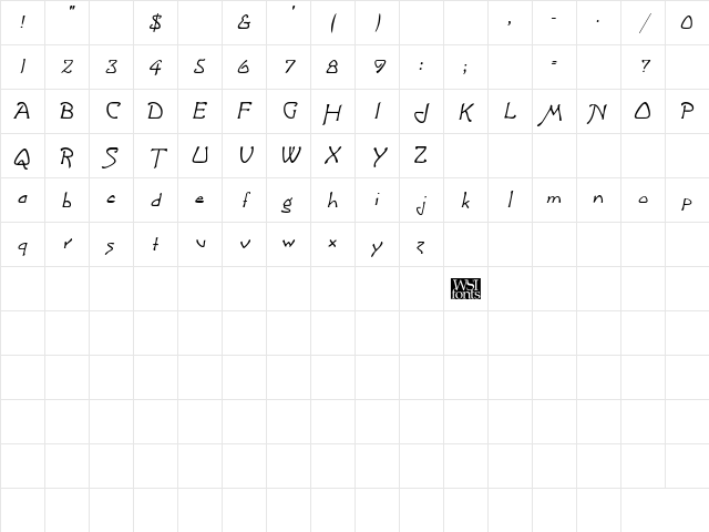 Lublick Italic Character Map