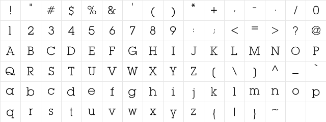 Lubolin Regular Character Map Lubolin Regular Character Map