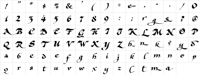A&amp;S Harliquin Regular Character Map