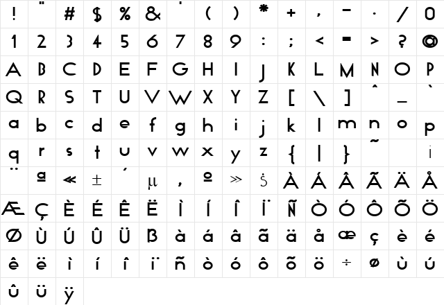 Geo Bold Character Map