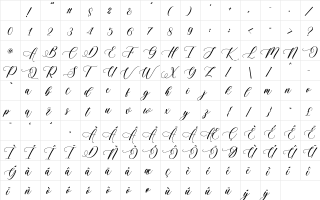 Anabeilla_DEMO Regular Character Map Anabeilla_DEMO Regular Character Map
