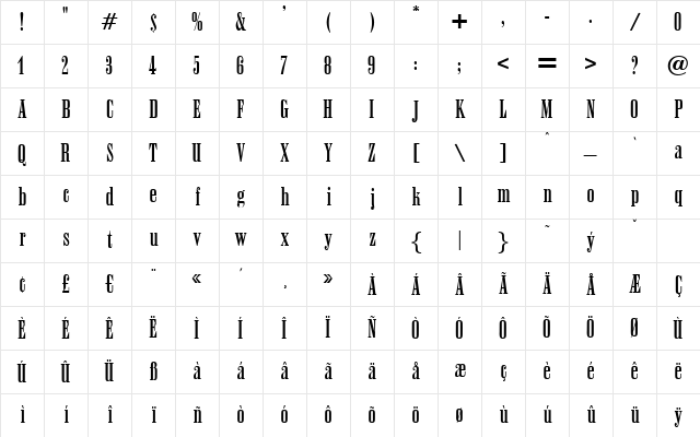 Anaconda Regular Character Map