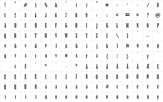 Anaconda Regular Character Map