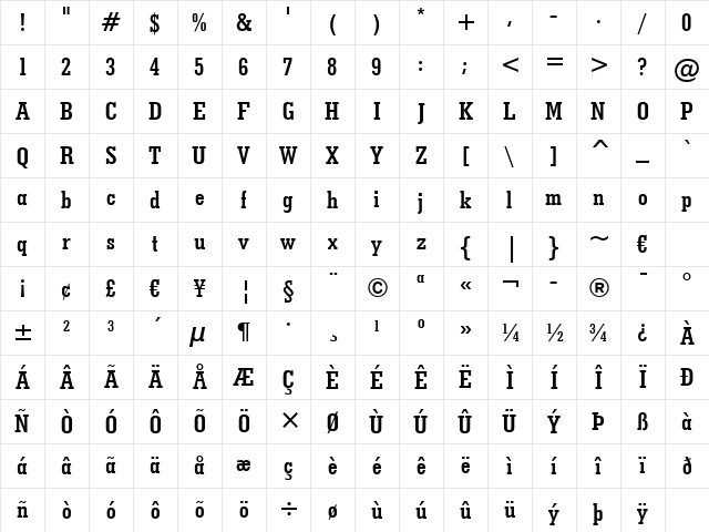 GeoSlab703 MdCn BT Bold Character Map