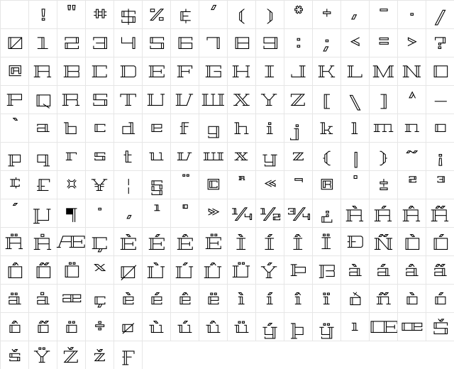 Geostar Regular Character Map