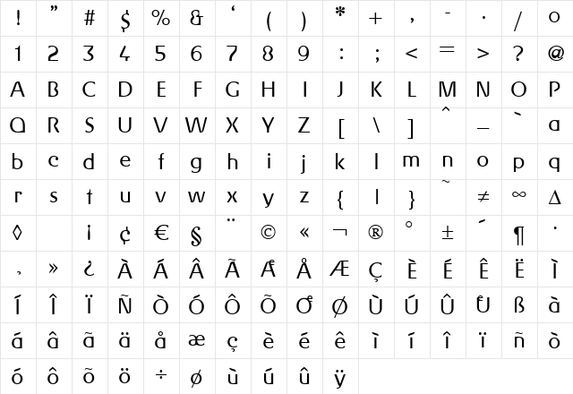 GerlingLight Regular Character Map