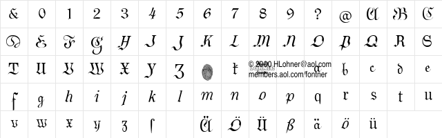 German Sampler Regular Character Map