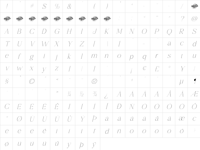 Gestiva DEMO VERSION Italic Character Map