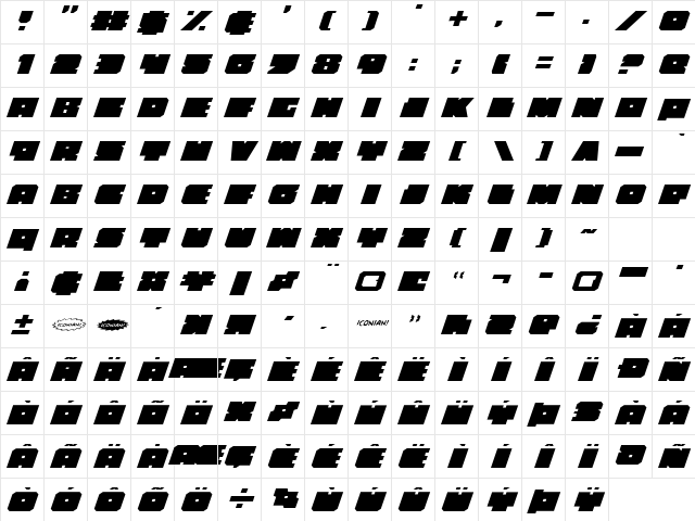 Anakefka Expanded Italic Expanded Italic Character Map