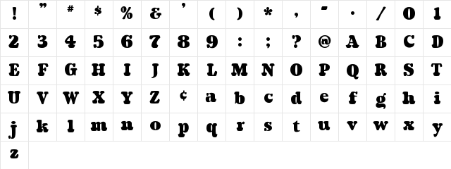 A&amp;S Porkchop Bold Character Map