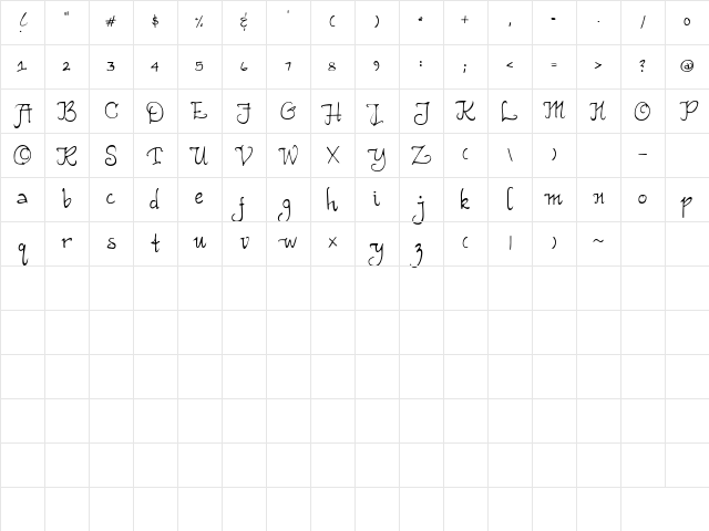 GFY ErinBurkett Regular Character Map