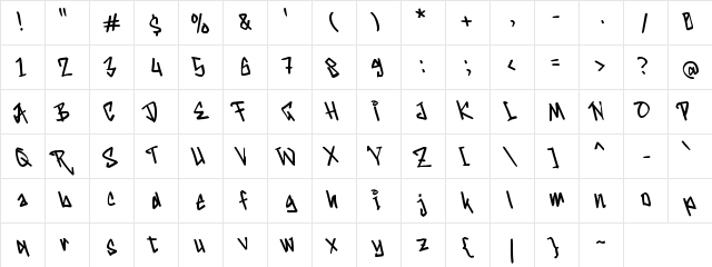 g Graffitian Regular Character Map