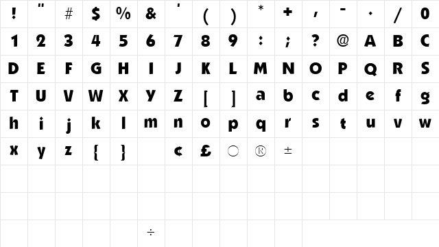 AnakeimSSK Regular Character Map