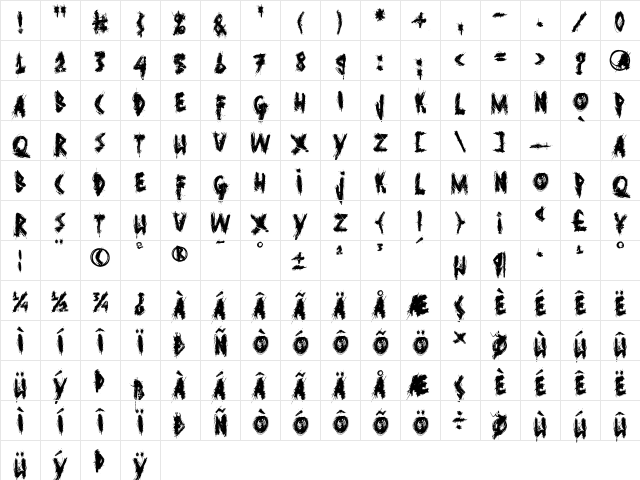 Ghost Reverie Regular Character Map Ghost Reverie Regular Character Map