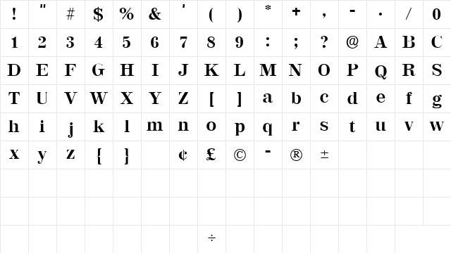 LuciaSSK Regular Character Map LuciaSSK Regular Character Map