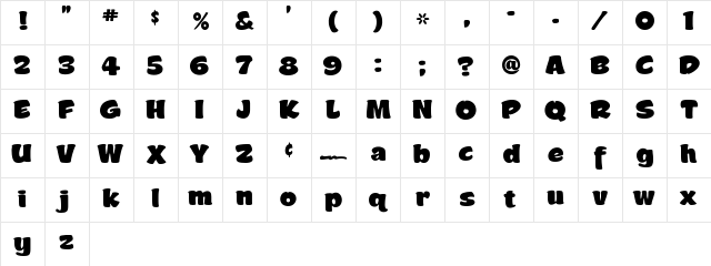 A&amp;S Puff Daddy Bold Character Map