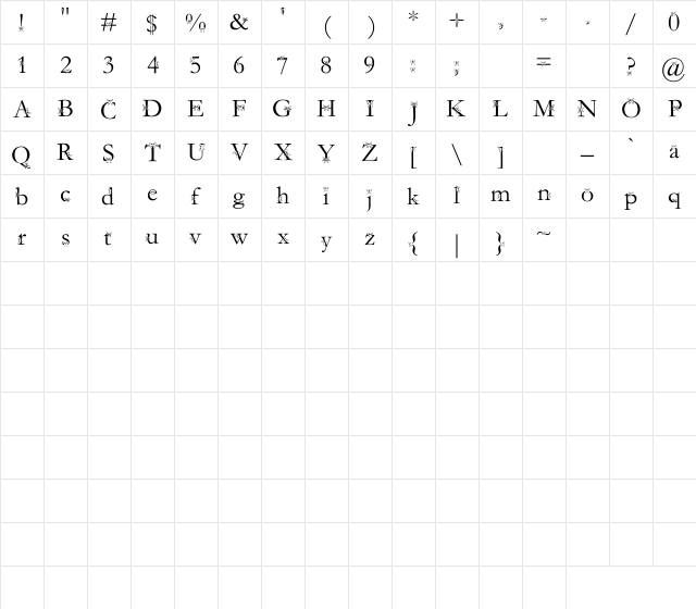 NewFont Regular Character Map