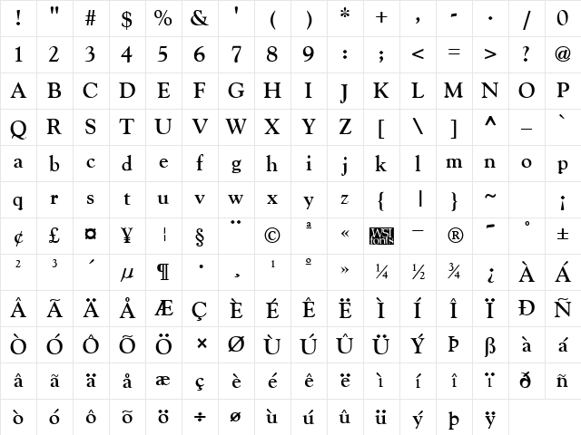 Gilde Bold Character Map