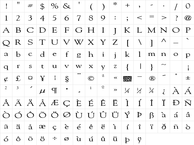 GildeBroad Regular Character Map GildeBroad Regular Character Map