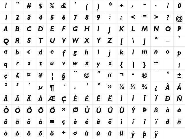 Gill Sans MT Bold Italic Character Map