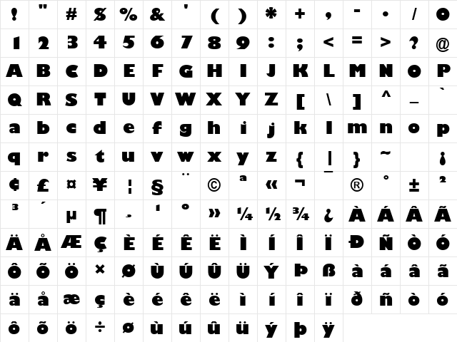 Gill Sans Ultra Bold Bold Character Map