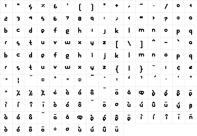 Glamourgirl Regular Character Map Glamourgirl Regular Character Map