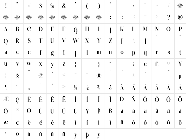 Glanity DEMO VERSION Regular Character Map