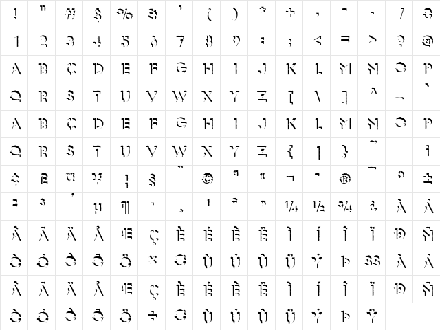 GlaserSteOnlShaD Regular Character Map