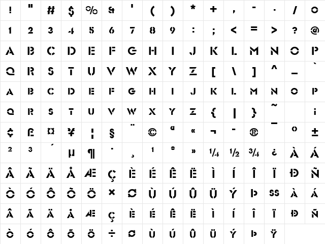GlaserSteSCD Regular Character Map GlaserSteSCD Regular Character Map