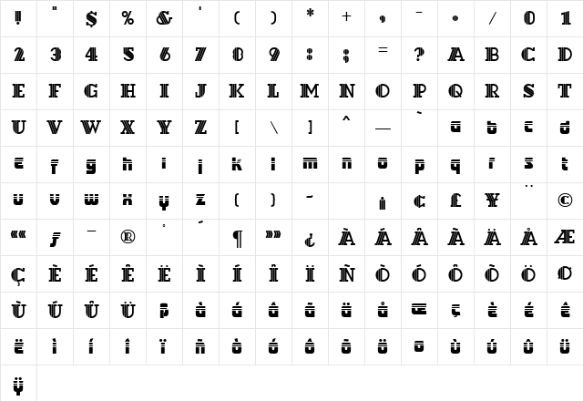 Anatol Hotel Regular Character Map