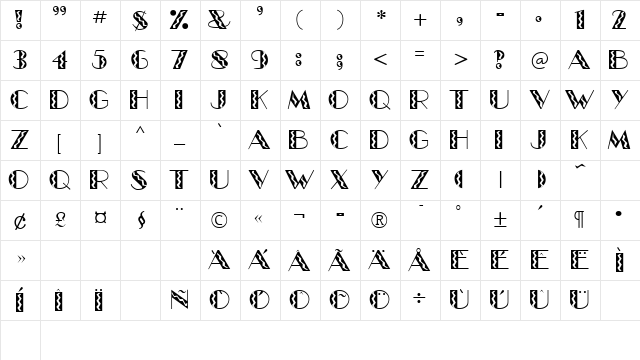 GlitzyFlash Regular Character Map