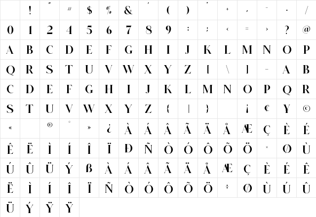 GLITTEN ALL CAPS Regular Character Map