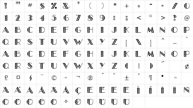 GlitzyFlash Regular Character Map