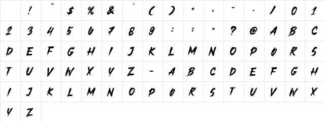Gloomy Things Regular Character Map Gloomy Things Regular Character Map