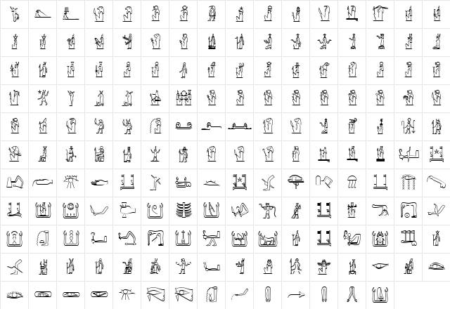 GlyphExtLibU Medium Character Map