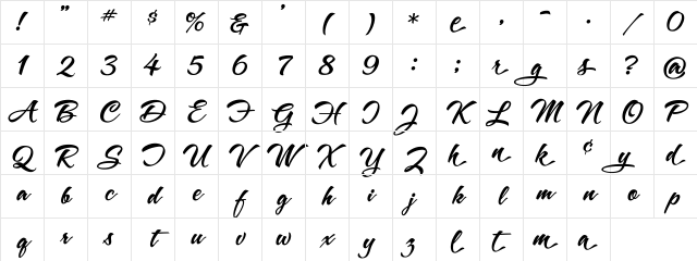 A&amp;S Snapper Script Regular Character Map