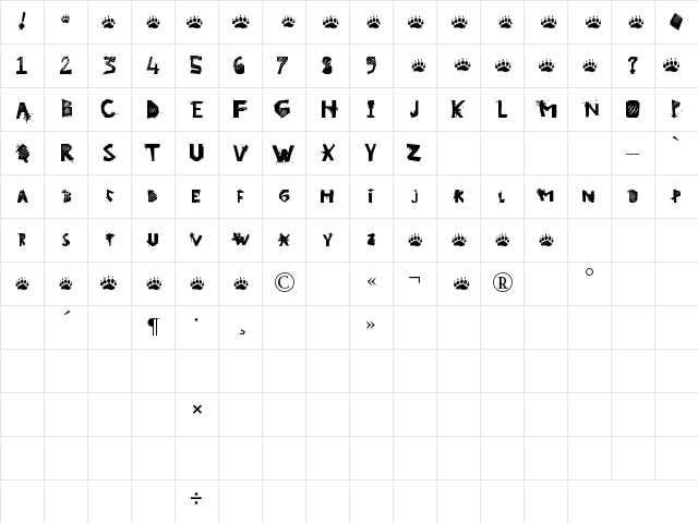 go wild Regular Character Map go wild Regular Character Map