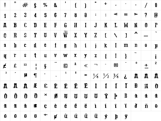 Go 2 Old Western Bold Character Map