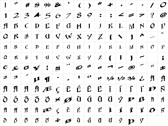 GoalSetterPlus67 Bold Character Map