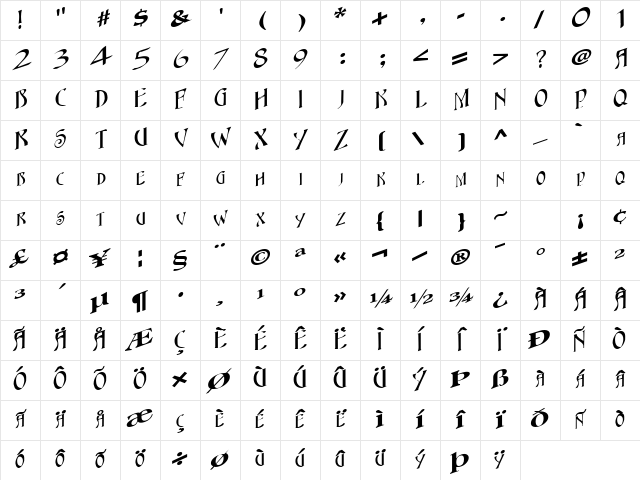 GoalSetterPlus67 Regular Character Map