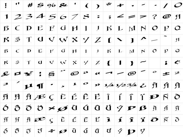 GoalSetterPlus67 Regular Character Map