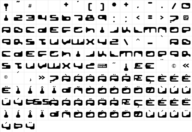 Golden Girdle Regular Character Map