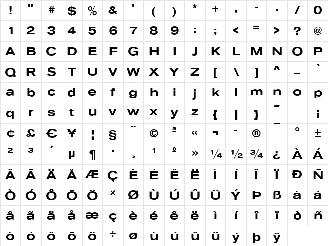 Ancona-Ex Bold Character Map