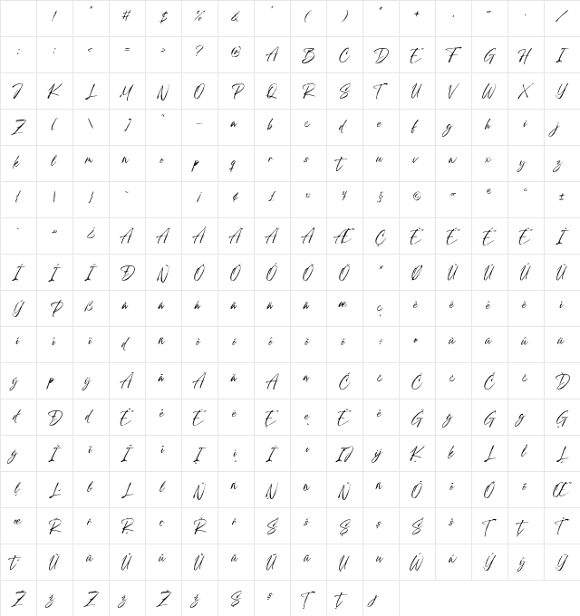 Golden Hours - Demo Version Regular Character Map Golden Hours - Demo Version Regular Character Map