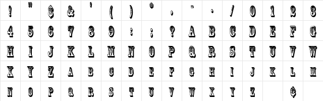 GoldRushCondensed Regular Character Map