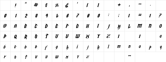 Golgotha Oblique E. Character Map