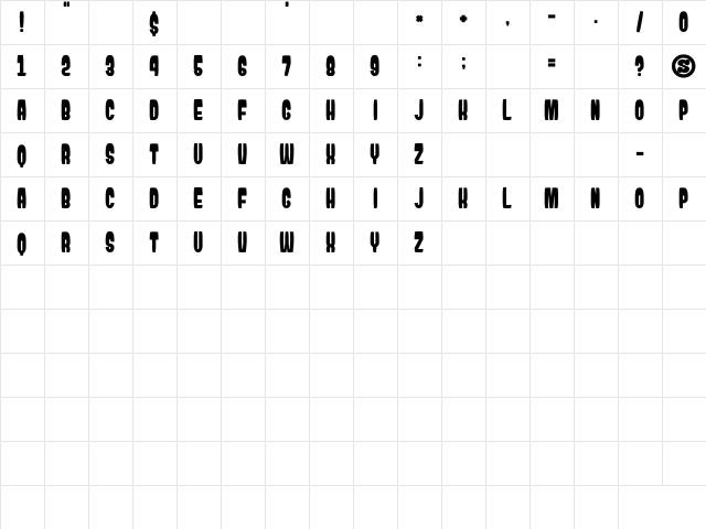 Atama Naga Regular Character Map Atama Naga Regular Character Map