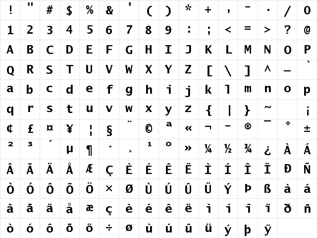 Lucida Sans Typewriter Bold Character Map