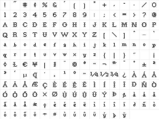 Goodbye Crewel World NF Regular Character Map Goodbye Crewel World NF Regular Character Map