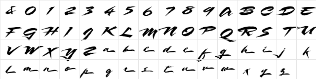 A&amp;S Xtreme Script swash Regular Character Map